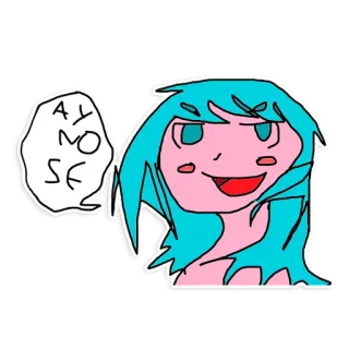 ❗️ AY NO SE meisje, tekening, cartoon, spraakballon, onzeker, schets telegram sticker