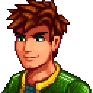 😊 Alex videojuego, pixel art, Stardew Valley, personaje, granjero telegram sticker