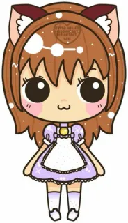 🙋 アニメ, かわいい, ちび, カートゥーン, 可愛い, 女の子, メイド, ドレス telegram sticker