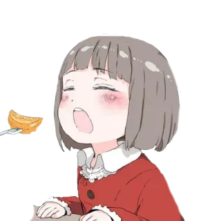 😋 Anime, Ragazza, Arancione, Cibo, Carino, Cartone animato telegram sticker