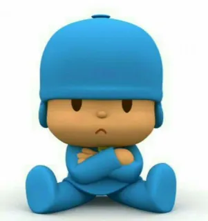 😒 Pocoyo Cartoon, Personage, Pocoyo, Boos, Blauw, Verdrietig telegram sticker