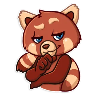 😏 panda rojo, lindo, animal, sticker, sonrisa burlona, dibujo animado whatsapp sticker