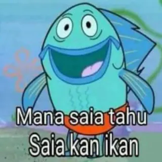 🃏 Mana saia tahu
Saia kan ikan ikan, kartun, melayu, lucu, spongebob, meme whatsapp sticker