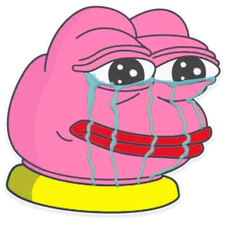 😭 pepe, sapo, chorando, meme, rosa, triste telegram sticker