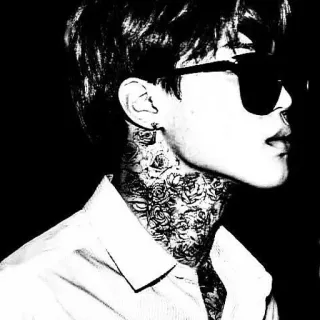 💔 man, sunglasses, tattoo, neck tattoo, rose tattoo, person telegram sticker