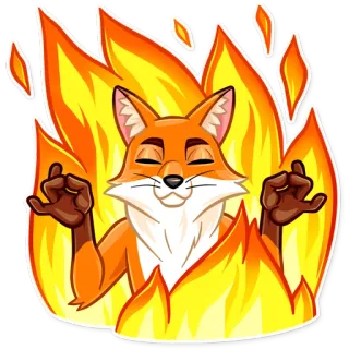 😶 fox, fire, meditation, calm, cartoon, sticker telegram sticker
