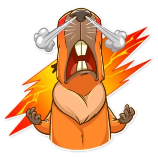 😡 บีเวอร์, การ์ตูน, โกรธ, โกรธแค้น, ไอน้ำ, ตา, ฟ้าผ่า, สัตว์, สัตว์ฟันแทะ telegram sticker