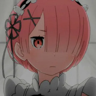 🍡 Ram Re:Zero Anime, Manga, Re:Zero, Ram, Maid, Rambut merah muda whatsapp sticker