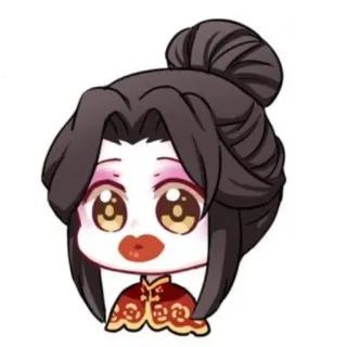 😑 Мультфильм, Женщина, Персонаж, Азиатка, Чиби whatsapp sticker