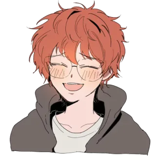 ☺️ anime, cartoon, happy, smiling, red hair, glasses telegram sticker
