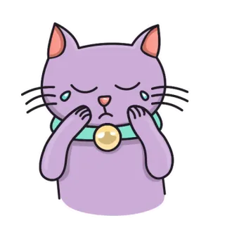 😔 кот, плачет, грустный, каваий, милый, стикер, эмодзи telegram sticker