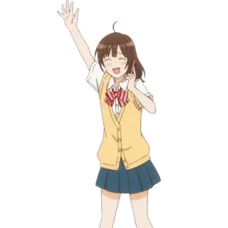 ✋ anime, girl, cartoon, school uniform, happy, waving whatsapp sticker