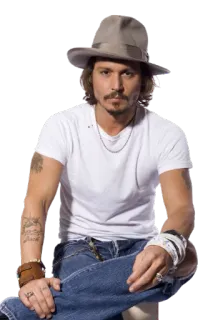 😐 Johnny Depp actor, celebrity, man, hat, portrait telegram sticker