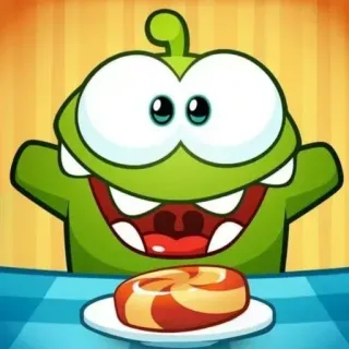 🍭 Om Nom Cut the Rope Om Nom, Cut the Rope, bonbon, monstre, mignon, personnage de jeu whatsapp sticker