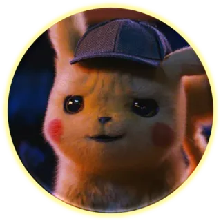 😏 Detective Pikachu Pikachu, Pokémon, Detetive, Chapéu, Desenho animado, Filme telegram sticker