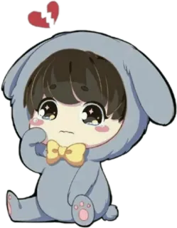 ☹️ lindo, triste, corazón roto, dibujos animados, conejo, llorando telegram sticker
