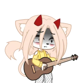 🎸 desenho animado, anime, guitarra, música, personagem, arte digital telegram sticker