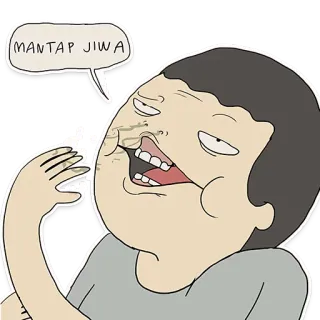 🤑 MANTAP JIWA dessin animé, indonésien, drôle, personnage, autocollant telegram sticker