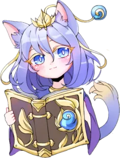 🙂 Аниме, Нэко, Книга, Манга, Милый telegram sticker