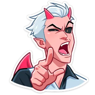 😡 demonio, ira, señalando, malvado, diablo, cuernos, enojado whatsapp sticker