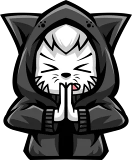 🙏 кот, толстовка, животное, милый, руки, выражение, наклейка telegram sticker