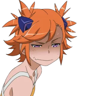 😕 anime, girl, orange hair, smug, irritated telegram sticker
