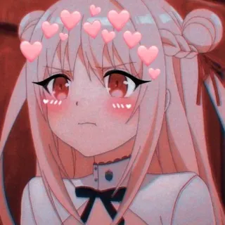 ❤️ аниме, милый, сердечки, румянец, девушка, каваий telegram sticker