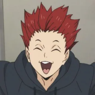 🍁 Tendou Satori Haikyuu!! เทนโด ซาโตริ, ไฮคิว!!, ตัวละครอนิเมะ, ผมสีแดง, ยิ้ม telegram sticker