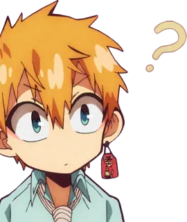 ❓ Anime, Fragezeichen, Verwirrt, Orange Haare, Manga, Cartoon whatsapp sticker