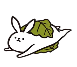 🍘 lapin, feuille, mignon, animal, dessin animé, autocollant whatsapp sticker