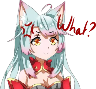 🤨 What? 애니메이션, 스티커, 여우 소녀, 질문, 화난, 좌절한, 혼란스러운 telegram sticker