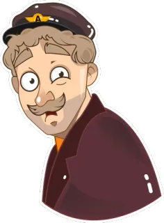 😧 pilot, aviation, cartoon, character, man, uniform, hat telegram sticker