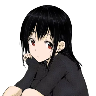 🙄 Аниме, Девушка, Манга, Черные волосы, Красные глаза, Милая, Эмо telegram sticker