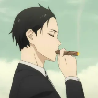 💸 アニメ, 男, 喫煙, 葉巻, スーツ, フォーマルウェア whatsapp sticker