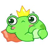 ☺️ лягушка, принц, корона, милый, животное, мультфильм, наклейка, зеленый telegram sticker