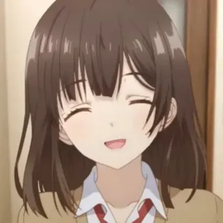 🎭 Anime, Ragazza, Sorriso, Felice, Cartone animato, Personaggio whatsapp sticker