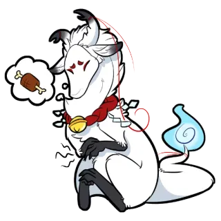 🍗 renard, créature fantastique, animal, dessin animé, os, cloche, esprit whatsapp sticker