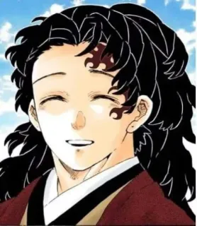 😄 Yoriichi Tsugikuni Demon Slayer Аниме, Клинок, рассекающий демонов, Йоричи, Цугикуни, улыбающийся telegram sticker