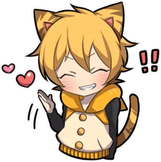 👋 애니메이션, 고양이, 귀여운, 카와이, 하트, 스티커, 활기찬 telegram sticker