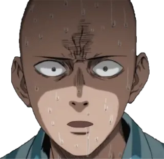 😨 Saitama One-Punch Man anime, one-punch man, saitama, bald, hero, shocked, worried telegram sticker