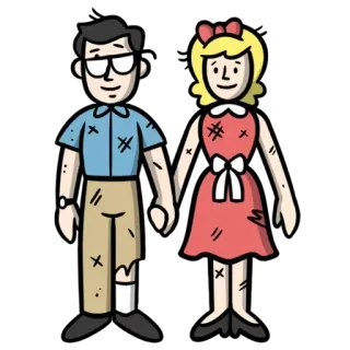 💑 paar, cartoon, retro, familie, vintage, nerd telegram sticker