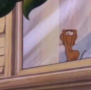 🍑 Jerry Tom and Jerry cartoon, mouse, window, meme telegram sticker