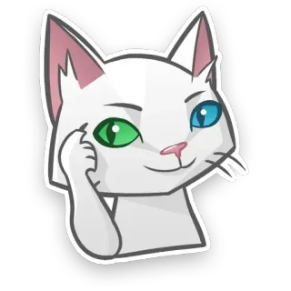 🧏‍♀️ cat, animal, cute, sticker, white cat, cartoon, thinking telegram sticker