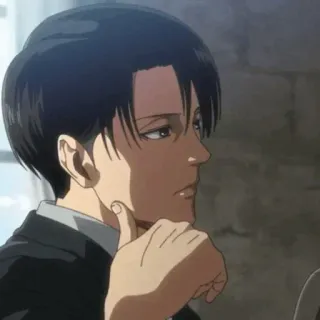 🚬 Levi Ackerman Attack on Titan Аниме, Персонаж, Думает, Серьезный, Мужчина telegram sticker