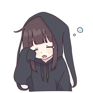 😢 Anime, Cartoon, Süß, Kawaii, Weinend, Traurig, Mädchen, Träne whatsapp sticker