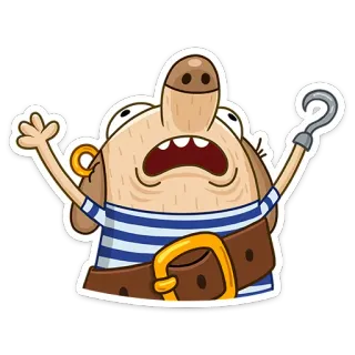 🙄 해적, 만화, 갈고리, 바다, 모험, 웃긴, 항해 whatsapp sticker