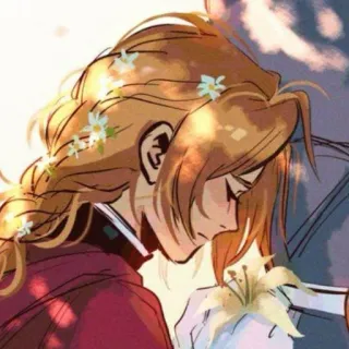 😢 Anime, Garota, Flores, Arte, Adesivo telegram sticker