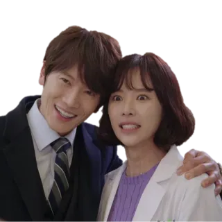 👫 пара, корейский, драма, счастливый, офис, костюм, лабораторный халат telegram sticker