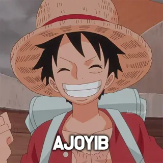 😁 Luffy One Piece AJOYIB Anime, Personnage, Luffy, Joie, Chapeau de paille telegram sticker