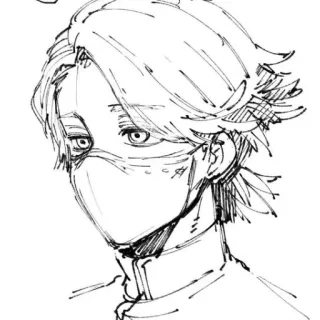 😶 Anime, Manga, Skizze, Maske, Porträt, Charakter, Illustration telegram sticker